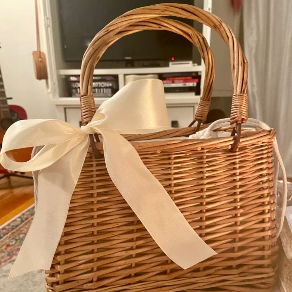 Neiman Marcus Natural Handwoven Wicker Handbag - Picture 1 of 6